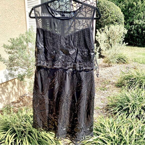 NWT SKY PLUS JET BLACK SEQUIN PEPLUM DRESS 2X - Picture 12 of 15
